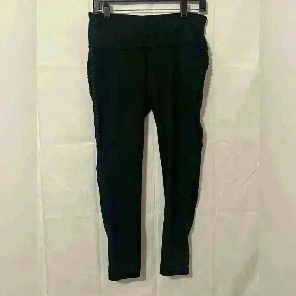 Victoria Sport‎ Black Workout Leggings Ruched Side Detail Athletic Pants L